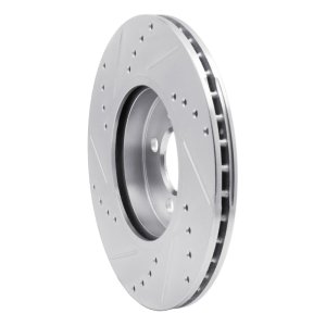 Mini Cooper Brake Rotor (1) - Front Right - R1 Concepts - Drilled & Slotted - Silver - `07-`15